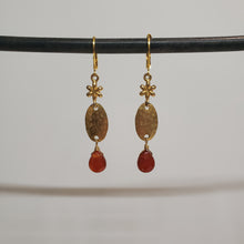 Load image into Gallery viewer, Carnelian Tiny Floral Drop Earrings
