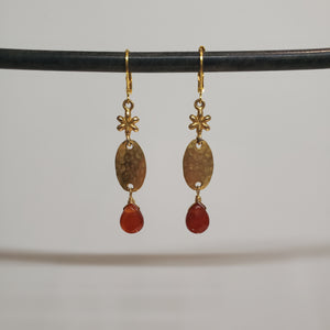 Carnelian Tiny Floral Drop Earrings
