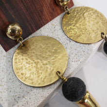 Load image into Gallery viewer, Hammered Brass Disc Drop Earrings - Lava
