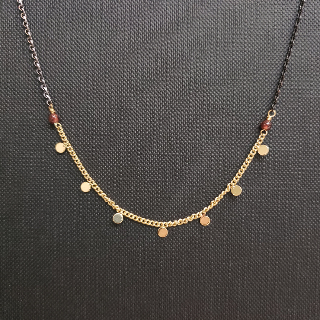 Seven Delicate Layer Necklace - Garnet