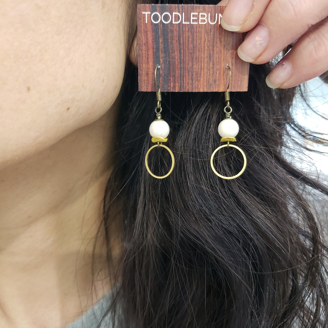 Riverstone Ring Drop Brass Earrings