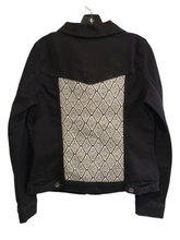 Load image into Gallery viewer, Reworked Denim Jacket - Aztec Diamond Print

