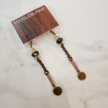 Load image into Gallery viewer, Pyrite Mixed Metal Chain Drop Earrings
