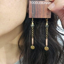 Load image into Gallery viewer, Pyrite Mixed Metal Chain Drop Earrings
