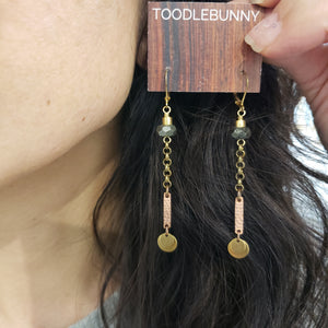 Pyrite Mixed Metal Chain Drop Earrings