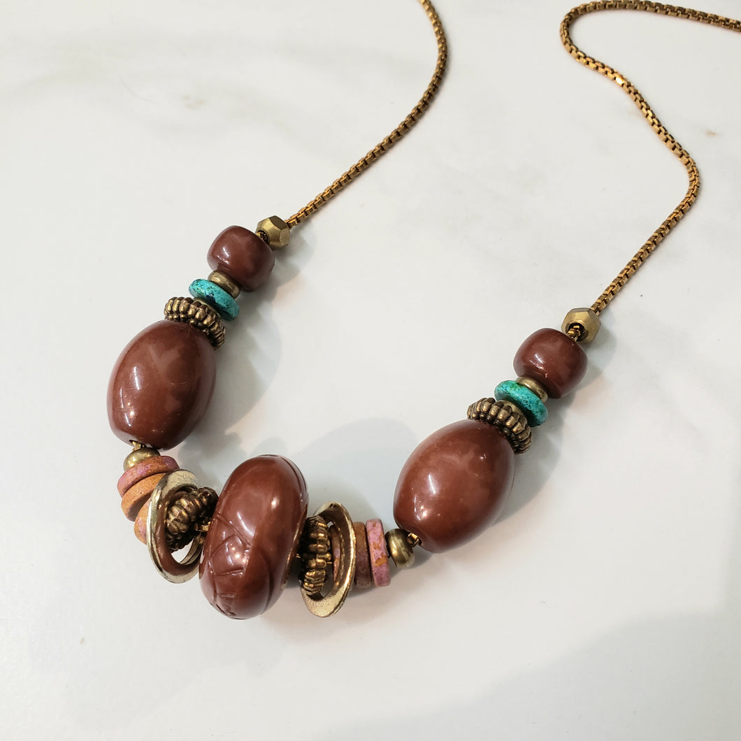 Coco Boho Vintage Lucite Brass Necklace