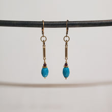Load image into Gallery viewer, Turquoise Garnet Bar Drop Earrings
