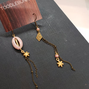 Asymmetric Stone Eye Earrings - Pink Jasper
