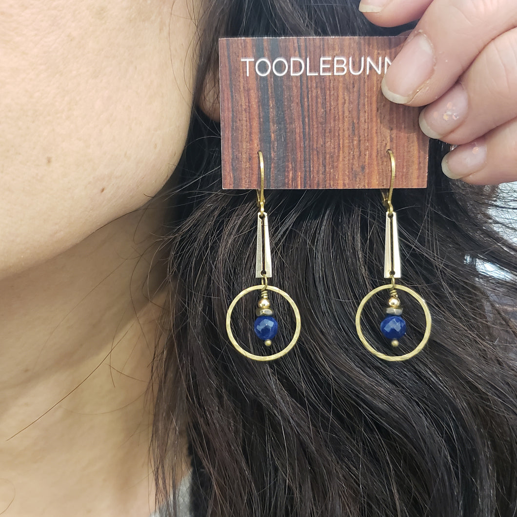 Bar Ring Drop Earrings - Sodalite