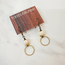 Load image into Gallery viewer, Riverstone Ring Drop Brass Earrings
