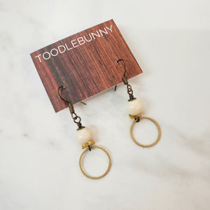 Riverstone Ring Drop Brass Earrings