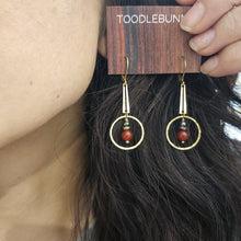 Load image into Gallery viewer, Bar Ring Drop Earrings - Carnelian
