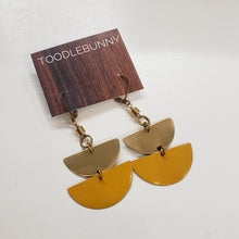 Load image into Gallery viewer, Stacked Brass and Tin Earrings - Mustard
