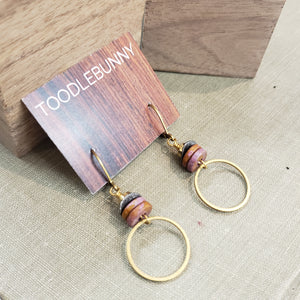Coco Shell Ring Drop Brass Earrings