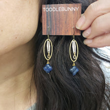 Load image into Gallery viewer, Sodalite Quatrefoil Ring Drop Earrings
