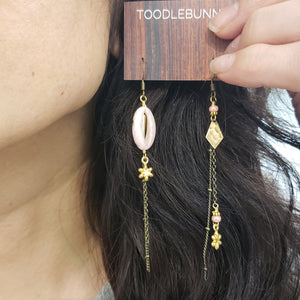 Asymmetric Stone Eye Earrings - Pink Jasper