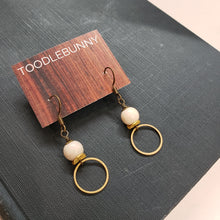 Load image into Gallery viewer, Riverstone Ring Drop Brass Earrings
