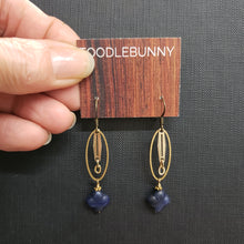 Load image into Gallery viewer, Sodalite Quatrefoil Ring Drop Earrings
