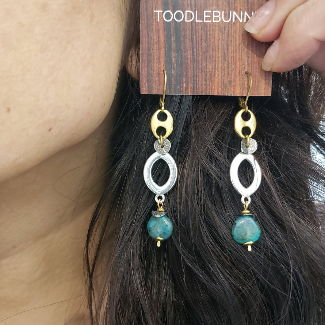 Mixed Metal Link Drop Earrings - Grandiderite
