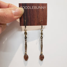 Load image into Gallery viewer, Sun Stone Mixed Metal Bar Drop Earrings
