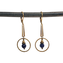 Load image into Gallery viewer, Bar Ring Drop Earrings - Sodalite
