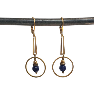 Bar Ring Drop Earrings - Sodalite