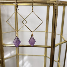 Load image into Gallery viewer, Geometric Amethyst Marquis Earrings
