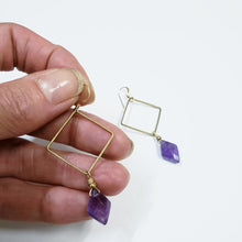 Load image into Gallery viewer, Geometric Amethyst Marquis Earrings
