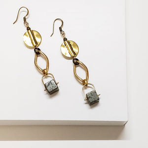 Pyrite Curb Swing Drop Earrings