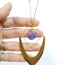 Load image into Gallery viewer, Raw Amethyst Chevron Necklace
