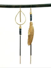 Load image into Gallery viewer, Asymmetric Feather Duster Earrings - more colors available
