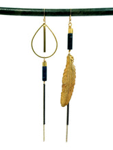 Load image into Gallery viewer, Asymmetric Feather Duster Earrings - more colors available
