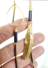 Load image into Gallery viewer, Asymmetric Feather Duster Earrings - more colors available
