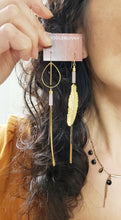 Load image into Gallery viewer, Asymmetric Feather Duster Earrings - more colors available
