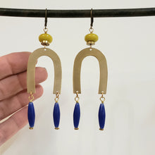 Load image into Gallery viewer, Brass Rainbow Drop Earrings - more colors available
