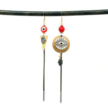 Load image into Gallery viewer, Asymmetric Evil Eye Earrings - more colors available
