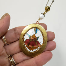 Load image into Gallery viewer, Vintage locket cloisonne iris floral
