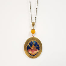 Load image into Gallery viewer, Vintage locket cloisonne iris floral
