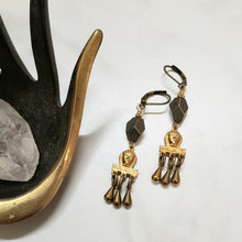 Load image into Gallery viewer, Brass Pharoah Egyptian Fringe earrings

