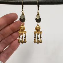 Load image into Gallery viewer, Brass Pharoah Egyptian Fringe earrings
