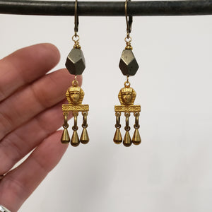 Brass Pharoah Egyptian Fringe earrings