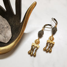 Load image into Gallery viewer, Brass Pharoah Egyptian Fringe earrings
