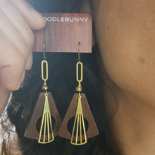 Load image into Gallery viewer, Geometric wood hoop earrings
