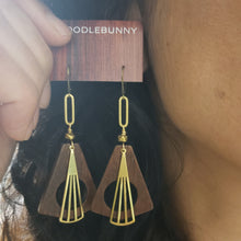 Load image into Gallery viewer, Geometric wood hoop earrings
