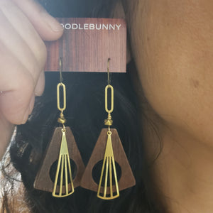 Geometric wood hoop earrings