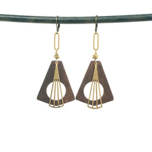 Load image into Gallery viewer, Geometric wood hoop earrings
