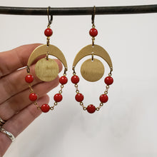 Load image into Gallery viewer, Red lunar orbit earrings
