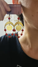 Load image into Gallery viewer, Red lunar orbit earrings
