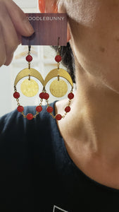 Red lunar orbit earrings