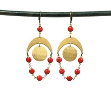 Load image into Gallery viewer, Red lunar orbit earrings
